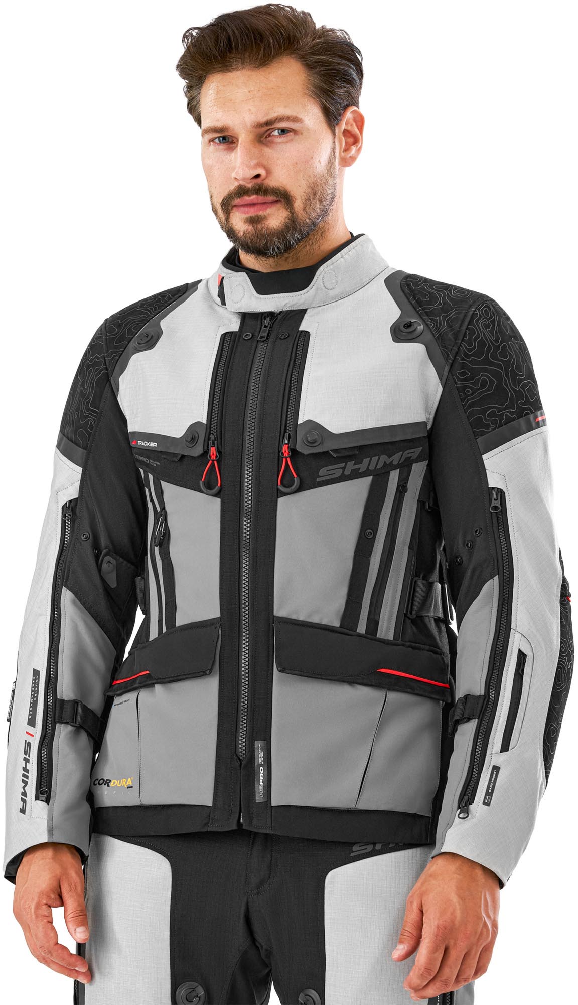 SHIMA Tracker Motorfiets Textieljas wit/grijs/rood 3XL Figuur 3