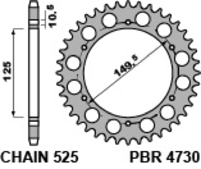 PBR Standard C45 Bakdrev i stål 4730 - 525 Figur 2