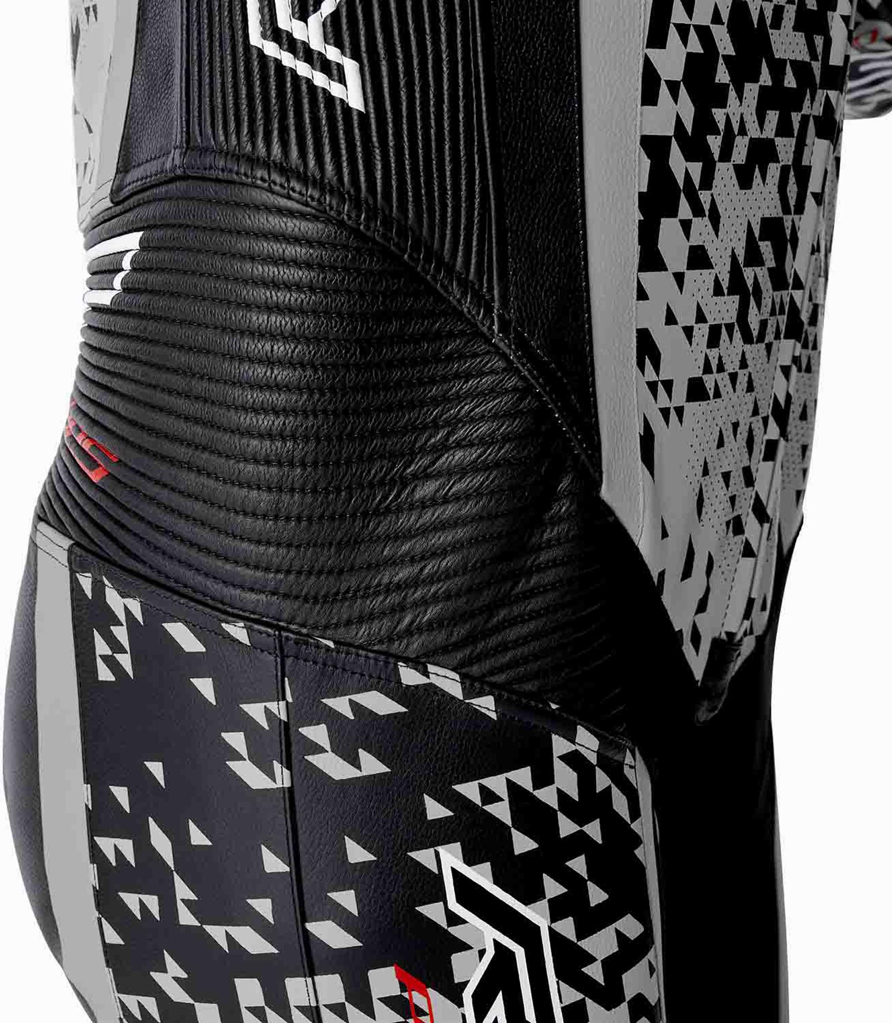 RST Pro Series D3O Airbag perforeret 1-delt motorcykellæderdragt Sort/sølv 50 Figur 8