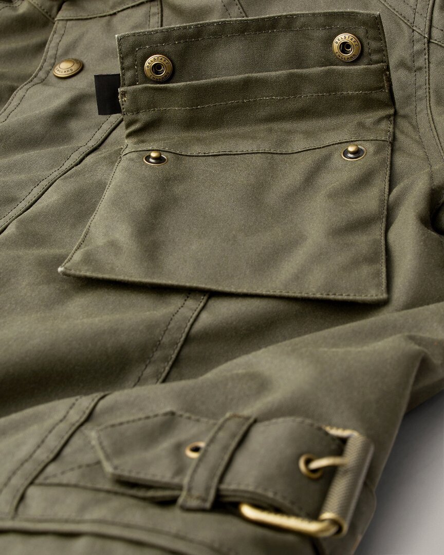 Belstaff Crosby waterproof Motorcycle Wax Jacket Khaki M Figure 3