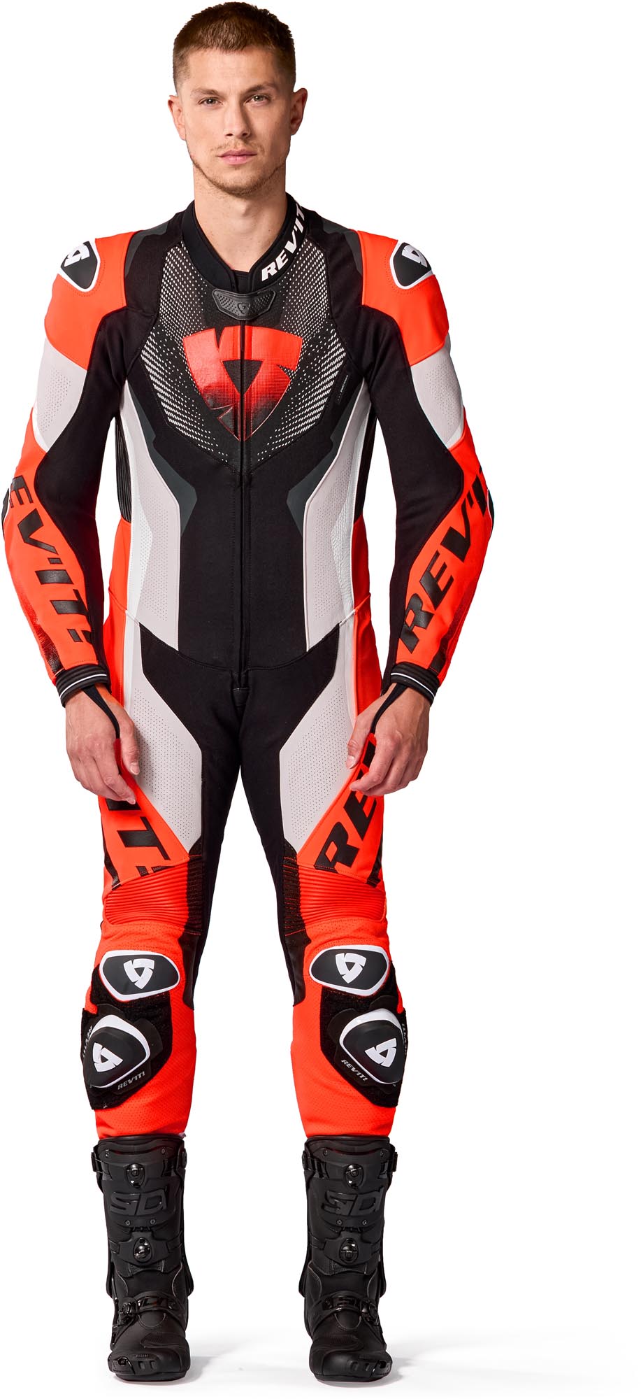 Revit Hyperspeed 3 perforierte 1-Teiler Motorrad Lederkombi hellgrau/rot 50 Abbildung 3