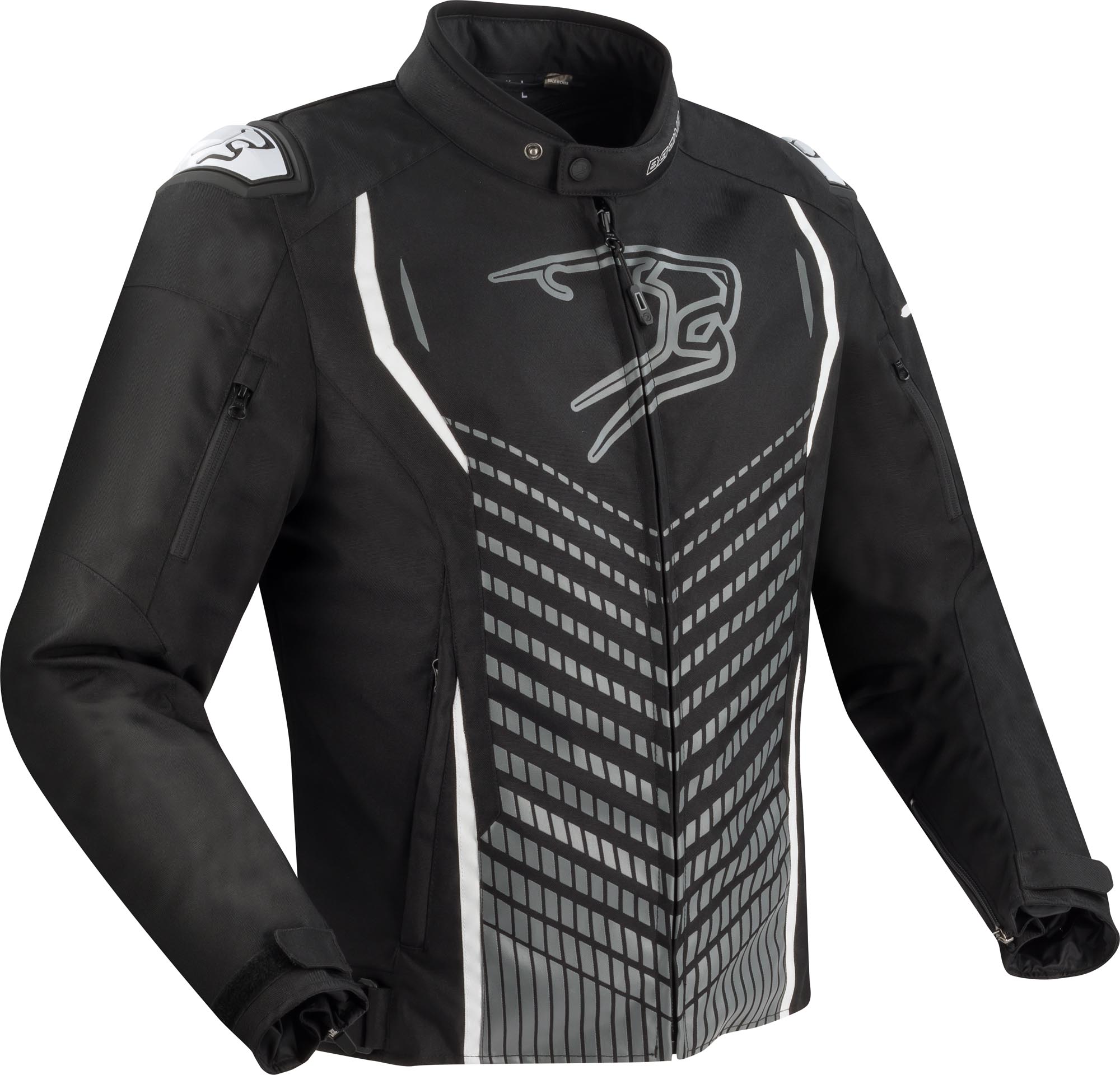 Bering Gang waterproof Motorcycle Textile Jacket black/grey/white XL Figure 1