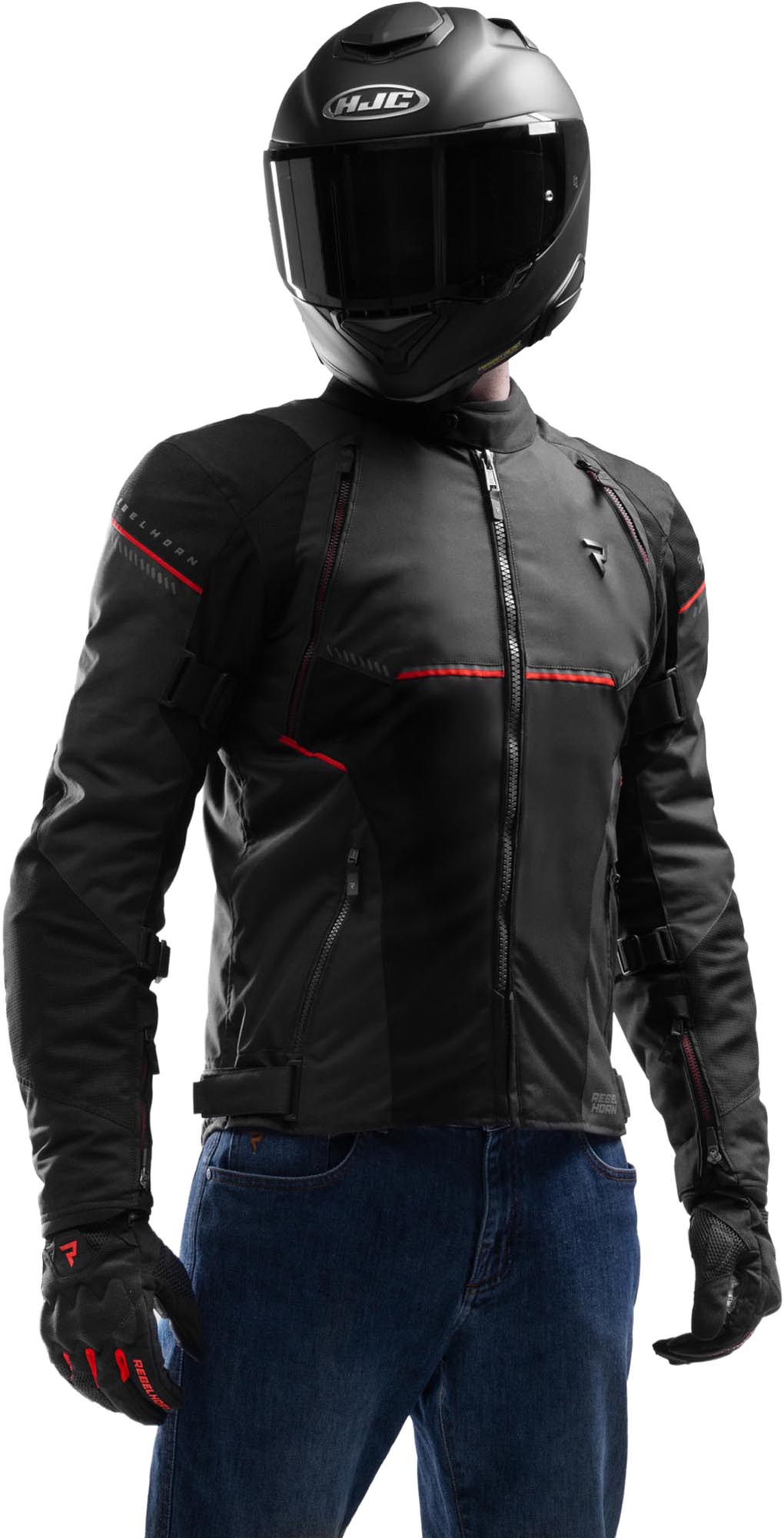 Rebelhorn Swift waterproof Motorcycle Textile Jacket black/grey/red 10XL Figure 3