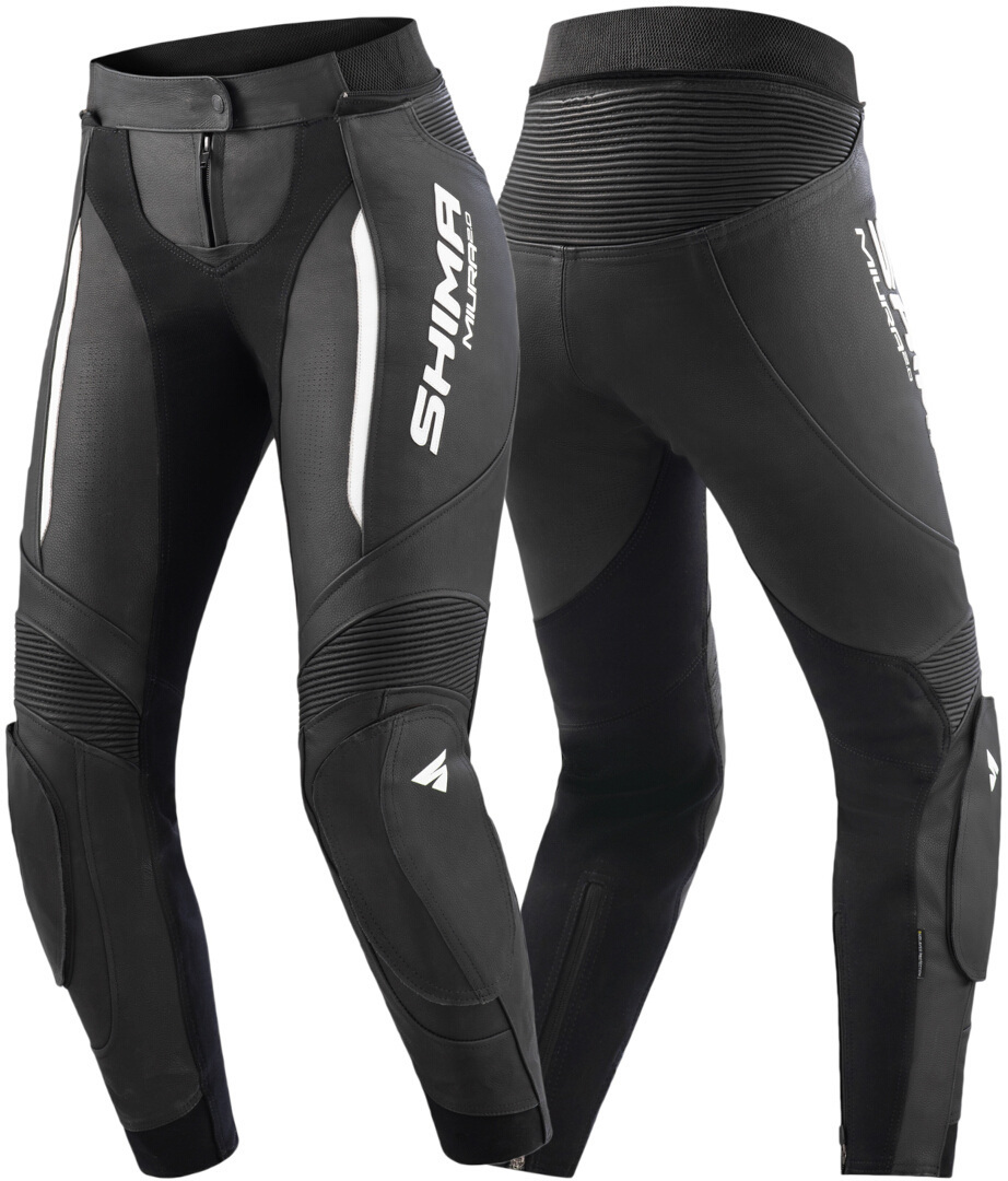 SHIMA Miura 2.0 Pantaloni de piele pentru motociclete pentru doamne alb/negru 40 Figura 3