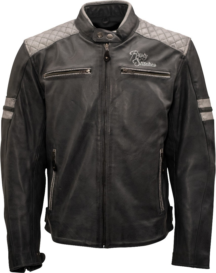 Rusty Stitches Jari Motorcycle Leather Jacket dark grey/light grey XL Figure 1