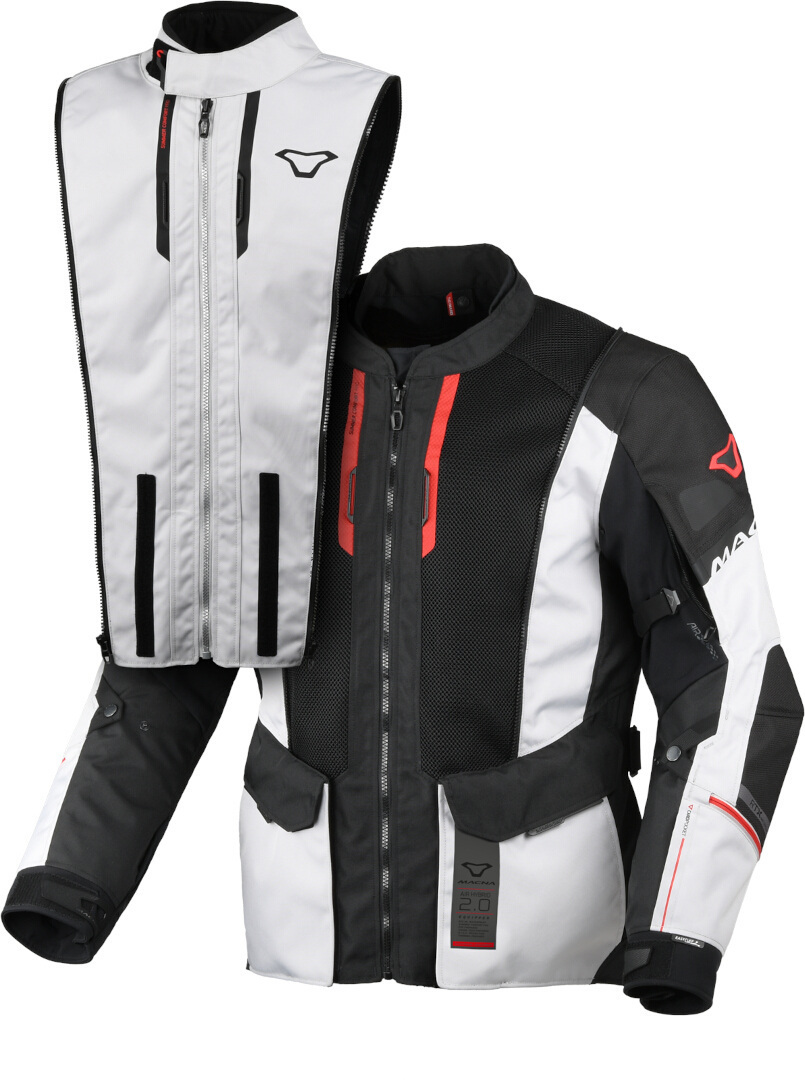 Macna Air Hybrid 2.0 vattentät motorcykel textil jacka ljusgrå/svart/röd L Figur 5