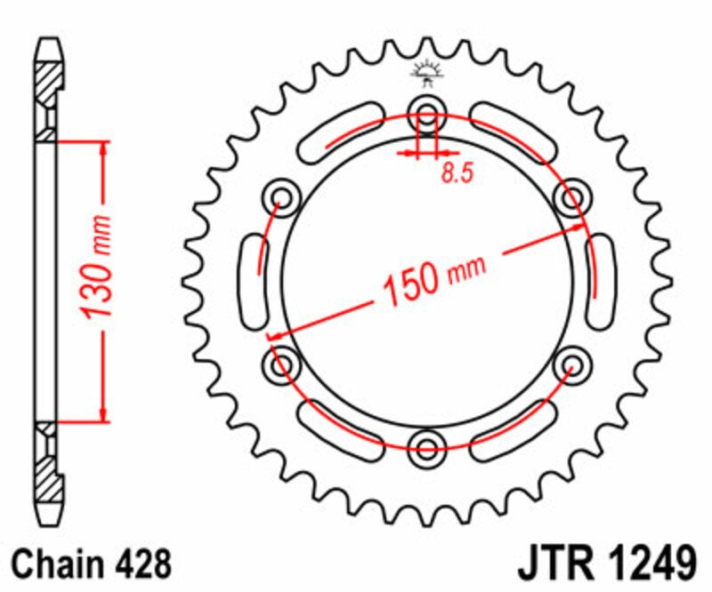 RUOTA JT Corona standard in acciaio 1249 - 428 Figura 1