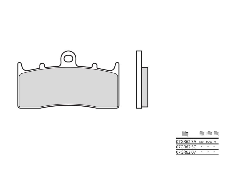 Brembo S.p.A. Vägbromsbelägg sintrad metall - 07GR62LA Figur 1