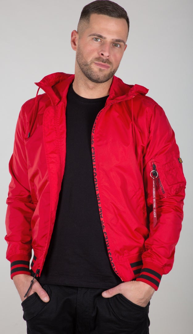 Alpha Industries MA-1 LW Hooded PZ Giacca rosso M Figura 1