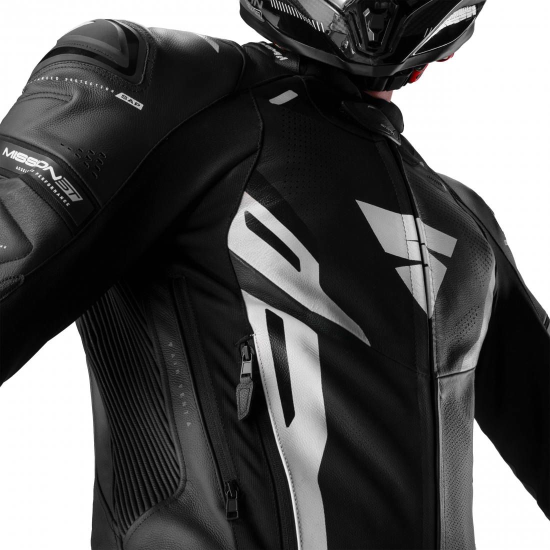SHIMA Mission ST Veste en cuir moto Noir/Blanc 60 Figure 8