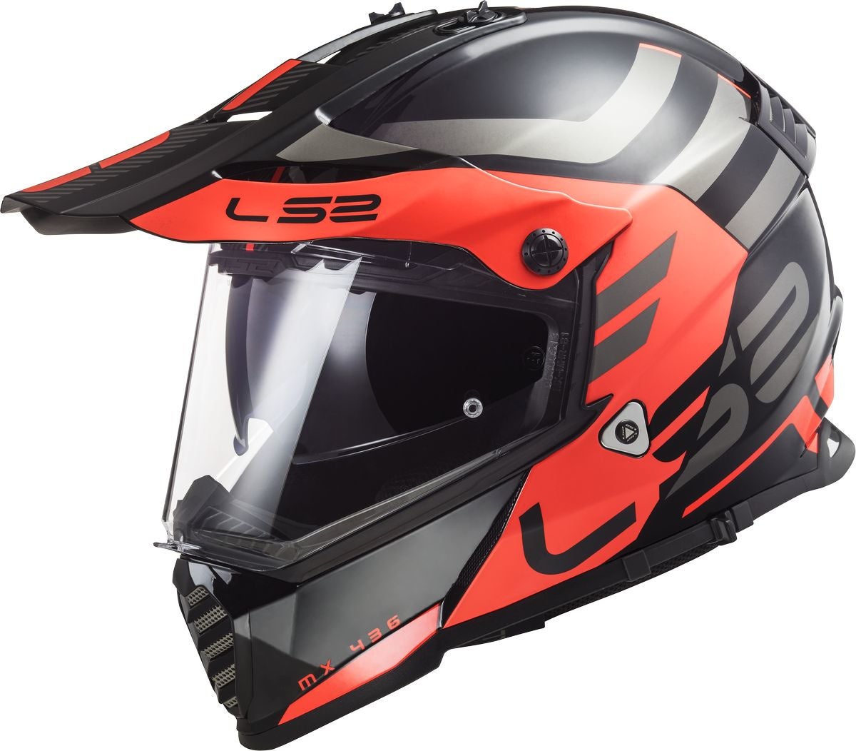 LS2 MX436 Pioneer Evo Adventurer Motocross hjelm sort mat/orange S (55/56) Figur 1