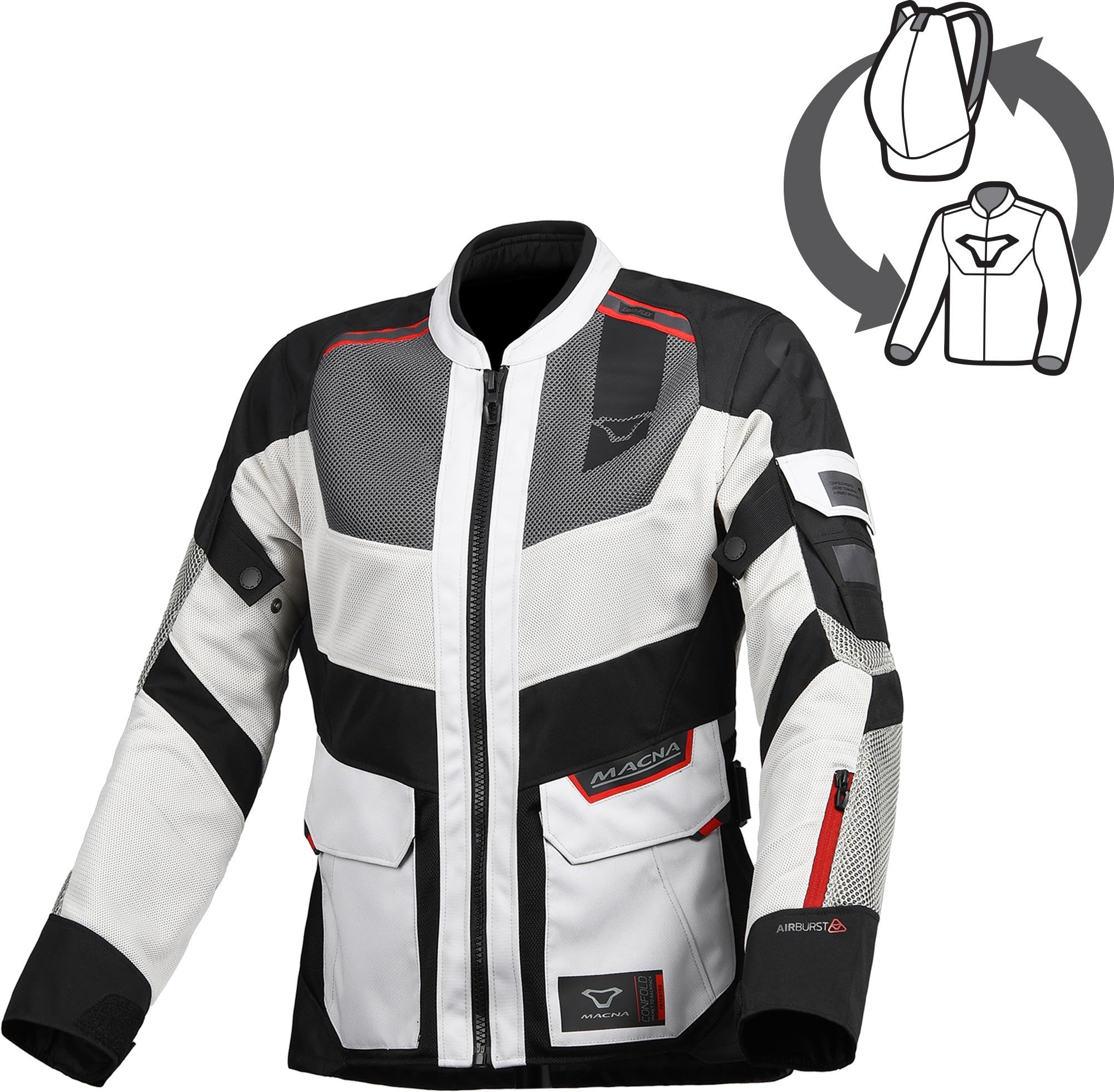 Macna Travelair Damer motorcykel tekstiljakke grå/sort 2XL Figur 1