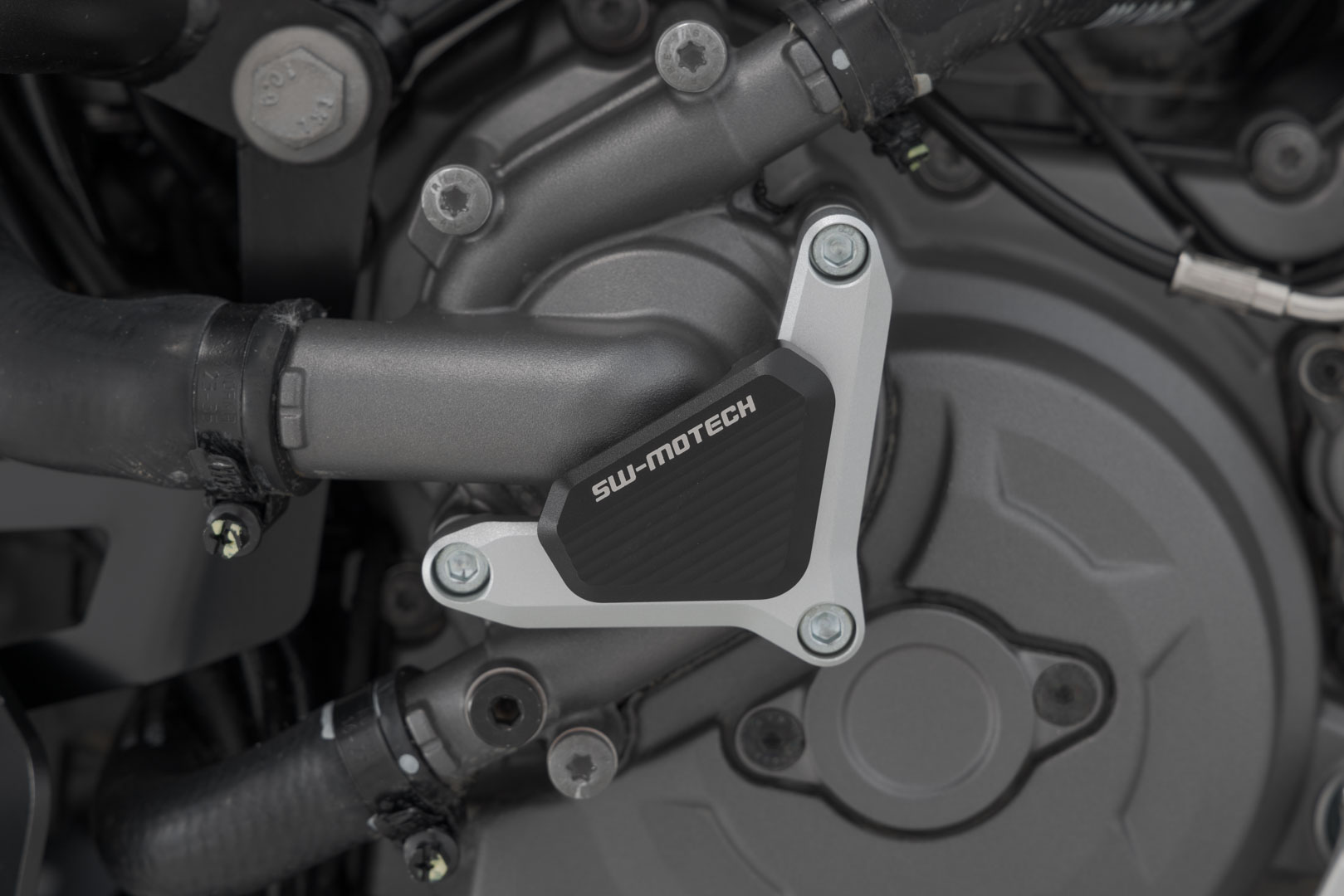 SW-Motech Water pump protection - Silver/black. Ducati models. Figure 1
