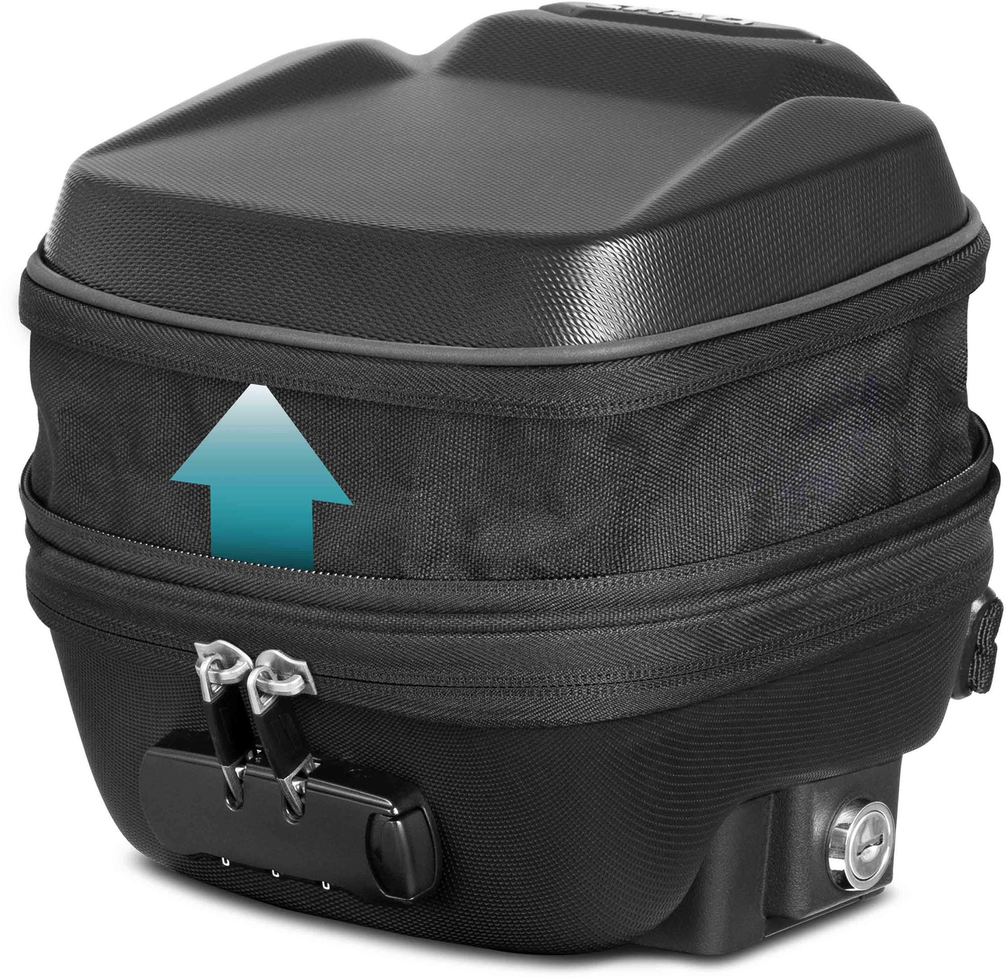 Side view of SHAD E03CL PRO Click System Tank Bag