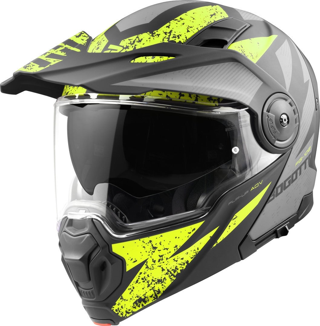 Bogotto FG-102 Safari Κράνος Fiberglass Enduro Flip-Up μαύρο ματ/γκρι/κίτρινο M Γράφημα 1