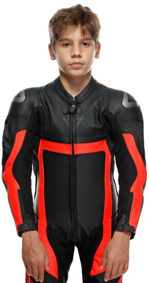 Dainese Gen-Z Abito in pelle perforata monopezza per bambini nero/rosso 152 Figura 14