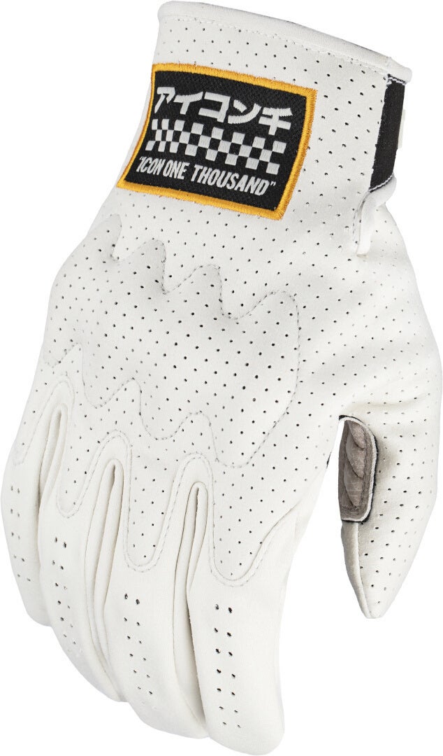 Icon Airform Slabtown perforierte Motorrad Handschuhe weiß/schwarz M Abbildung 1