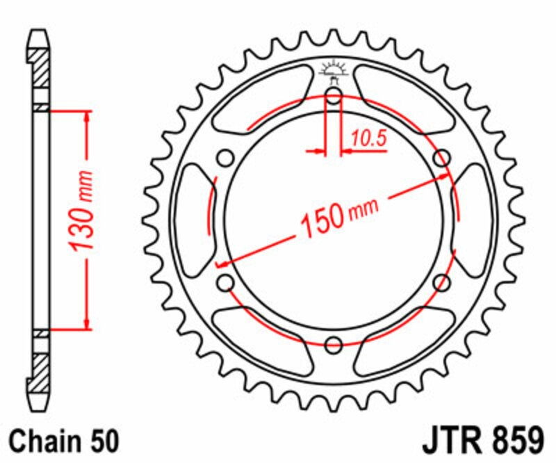 JT SPROCKETS Couronne acier standard 859 - 530 Figure 2