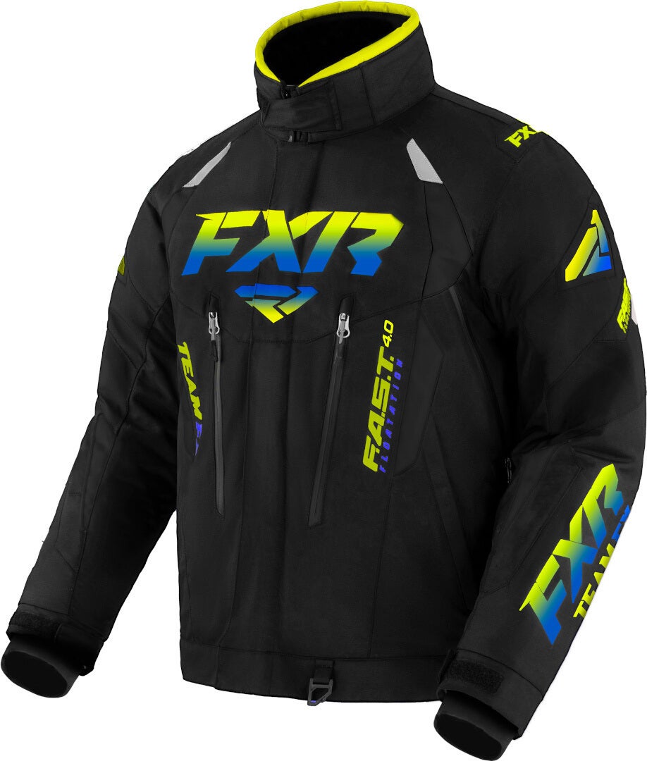 FXR Team FX 2-in-1 2023 Snowmobile Jacket black/blue/yellow 3XL Figure 1