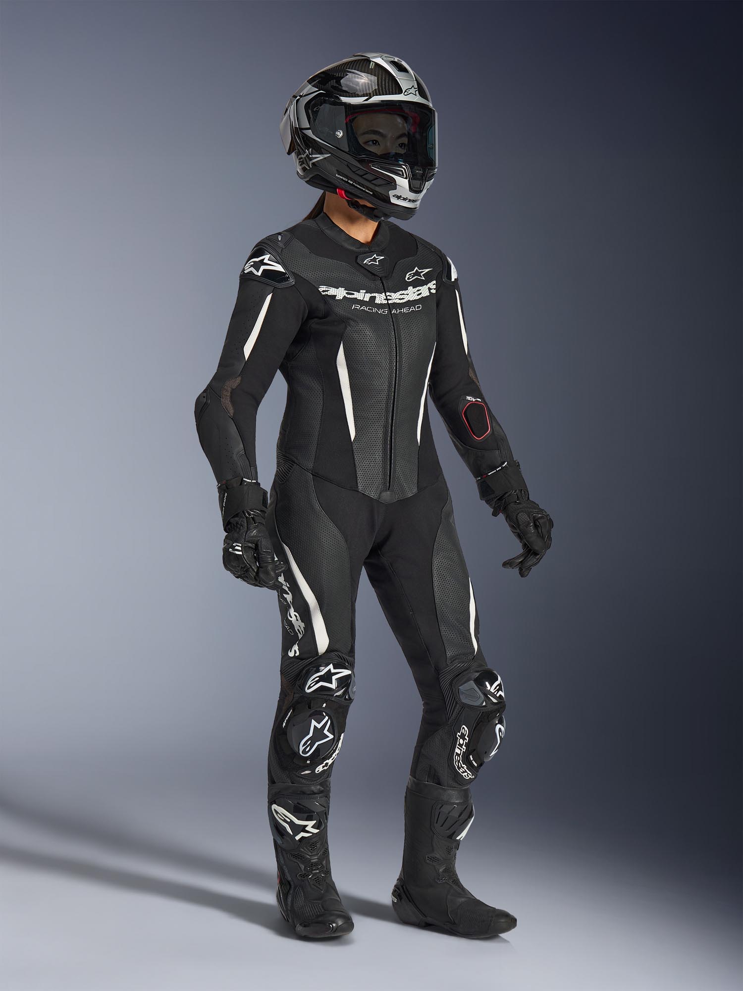 Alpinestars Stella GP-R7 Damers endelad motorcykelläderdräkt svart 48 Figur 8