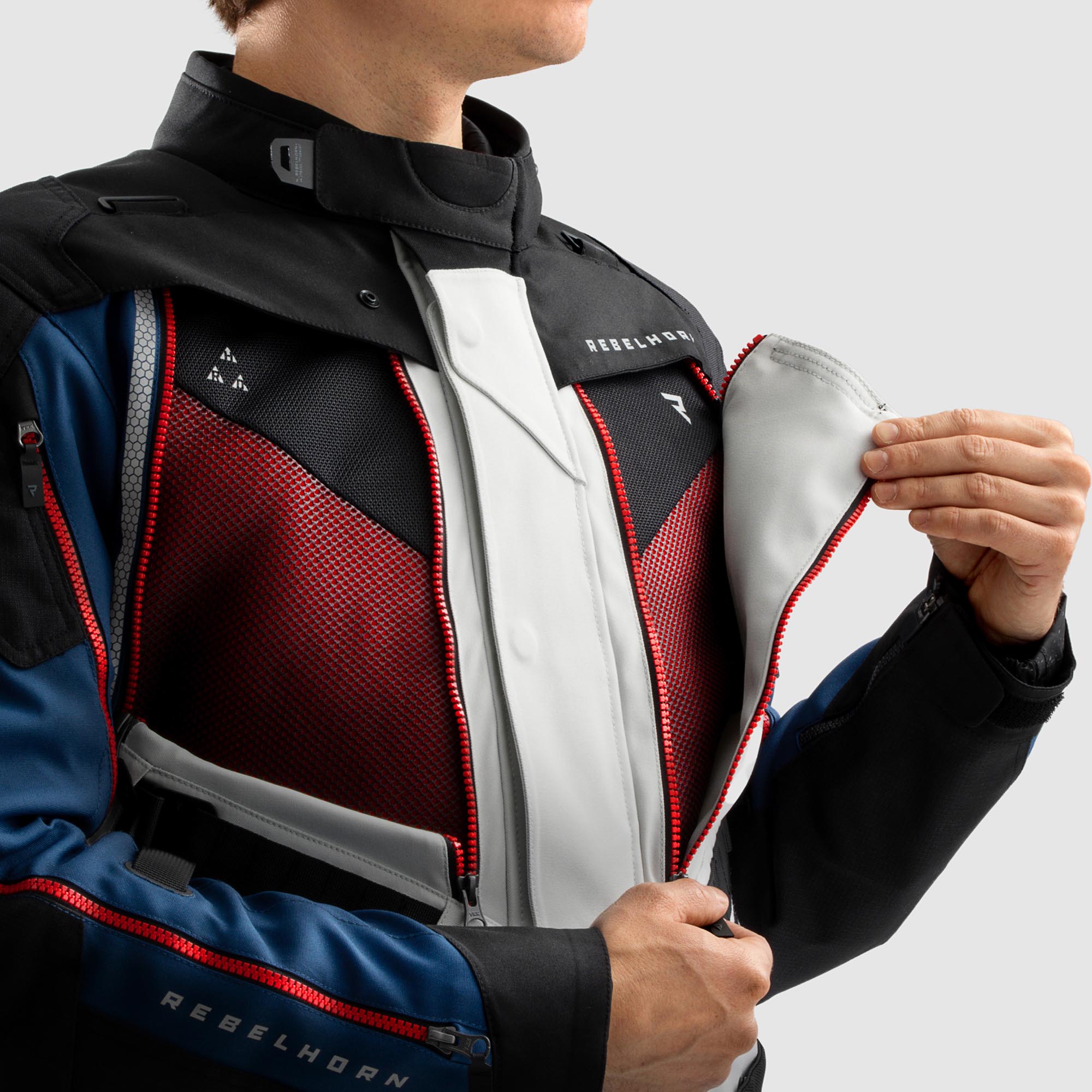 Rebelhorn Hardy 3.0 waterproof Motorcycle Textile Jacket grey/blue/red L Figure 3