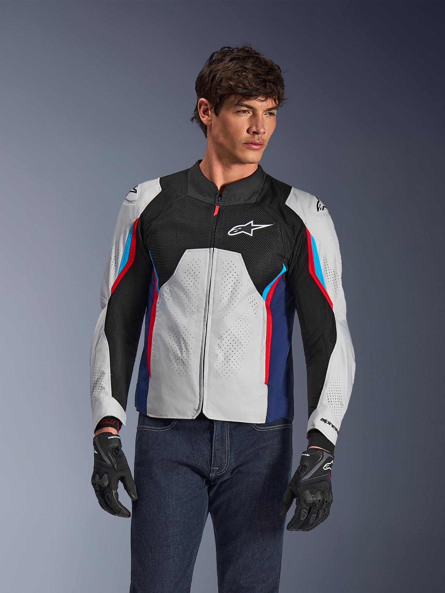 Alpinestars AST V3 Air Veste textile de moto perforée Gris/Bleu/Rouge XL Figure 3