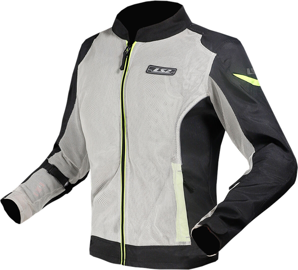 LS2 Airy Damen Motorrad Textiljacke hellgrau/schwarz/neon-gelb S Abbildung 1
