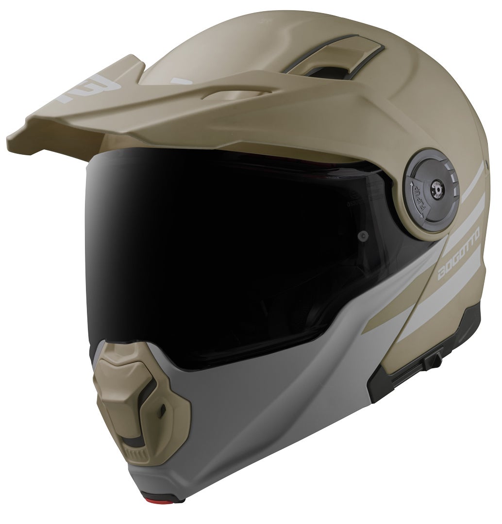 Side view of Bogotto FG-102 Duo Fiberglass Enduro Flip-Up Helmet
