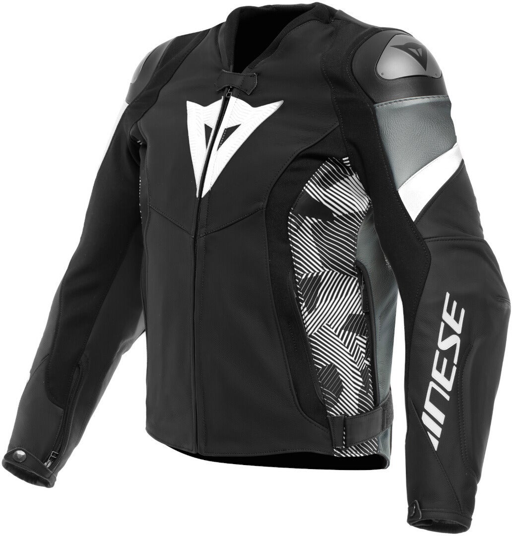 Dainese Avro 5 Motorcycle Leather Jacket black/white/grey 46 Figure 1