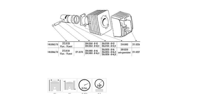 POLINI Kit de cilindri ciao ⌀43mm Știft piston ⌀10mm Figura 3