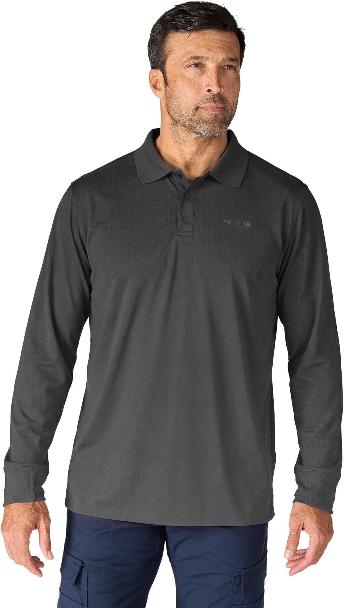 Carhartt Force Sun Defender Relaxed LS Logo Poloshirt Poloskjorte Stålfarger M Figur 2