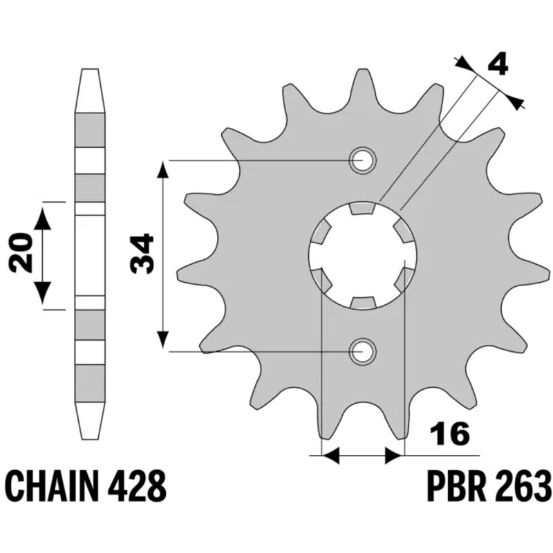 PBR Steel Standard Front Sprocket - 428 Figure 3