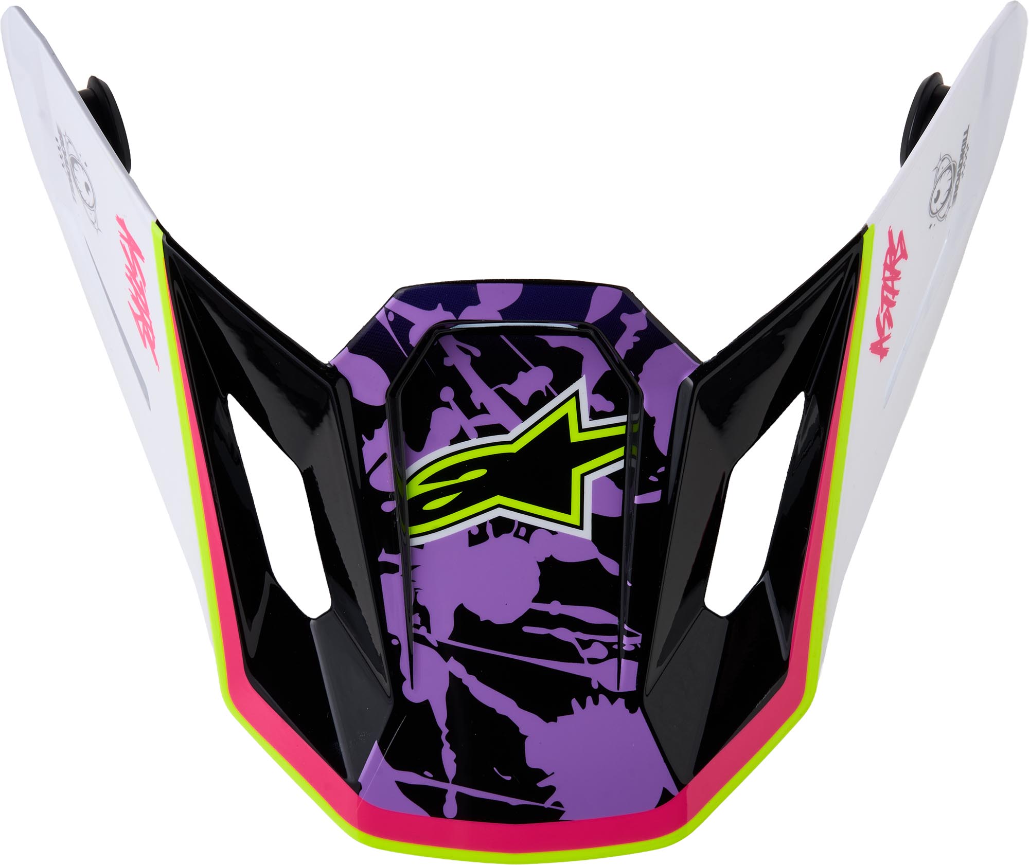 Alpinestars S-M7 Blaster ヘルメットピーク 白/ピンク/紫 図1