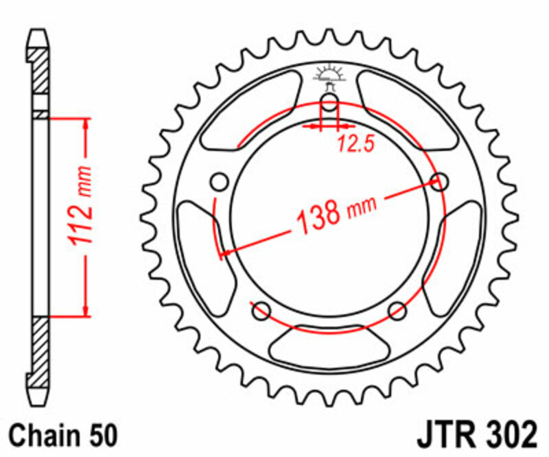 JT-DRIVHJUL Standard stålkrona 302 - 530 Figur 2