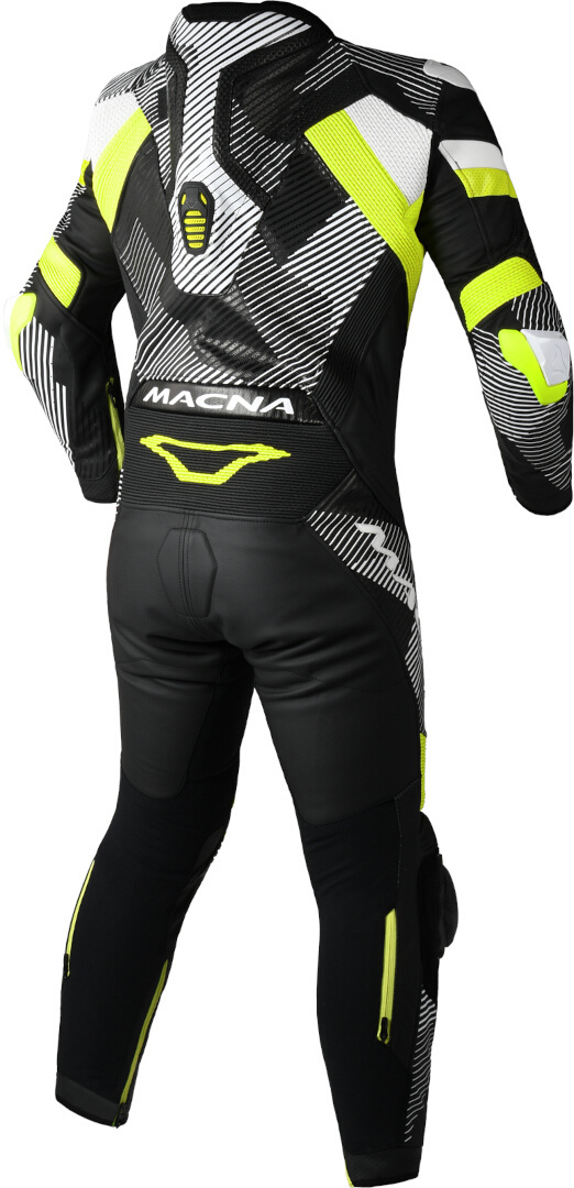 Macna Ignite geperforeerd eendelig motorfiets lederen pak zwart/wit/neon-geel 54 Figuur 2
