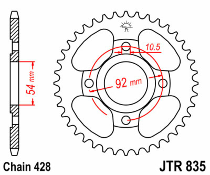 JT-DRIVHJUL Standard stålkrona 835 - 428 Figur 1