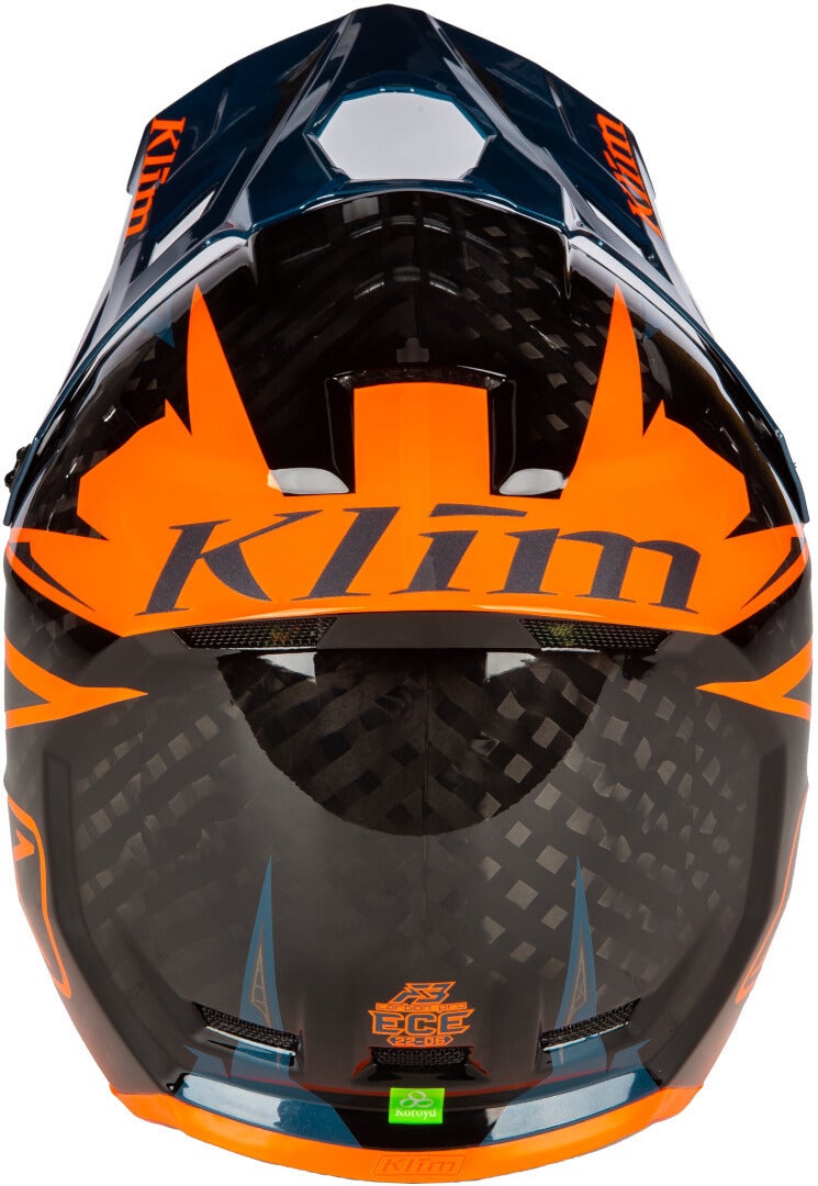 Klim F3 Carbon Pro Casco Motocross Arancione/blu M (56/57) Figura 4
