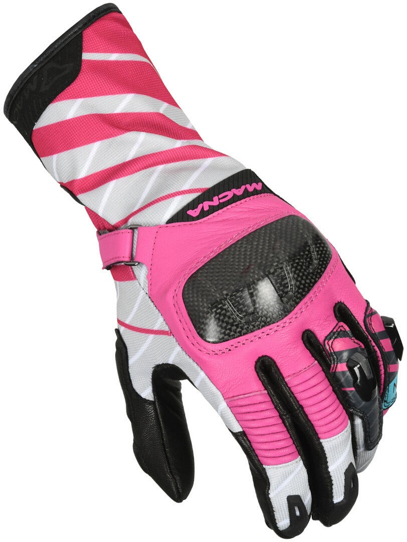 Macna Krown perforerede dame motorcykelhandsker sort/pink M Figur 1