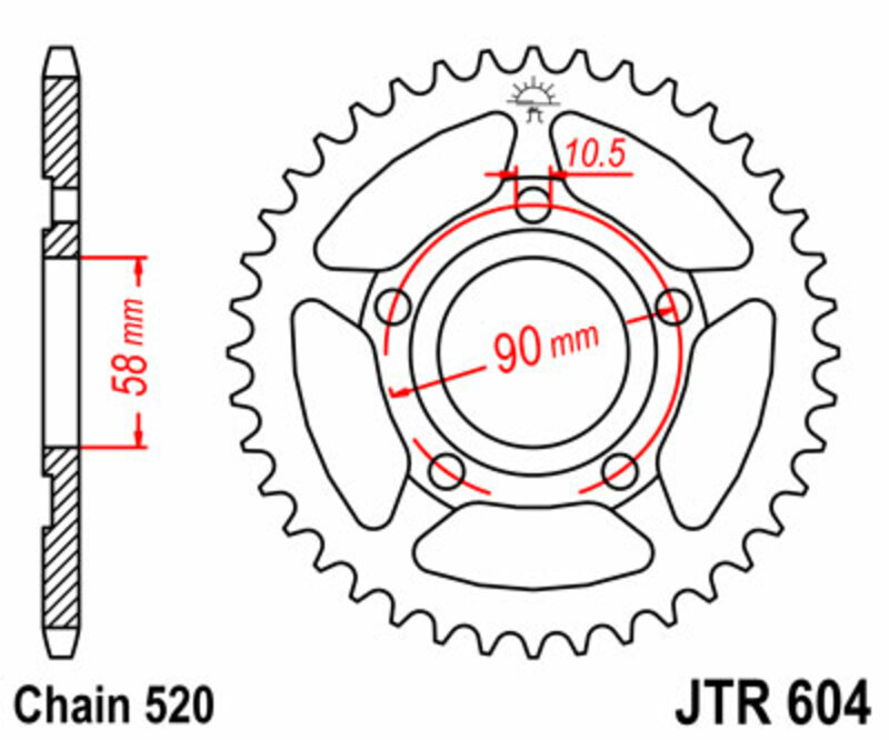 JT-DRIVHJUL Standard stålkrona 604 - 520 Figur 2
