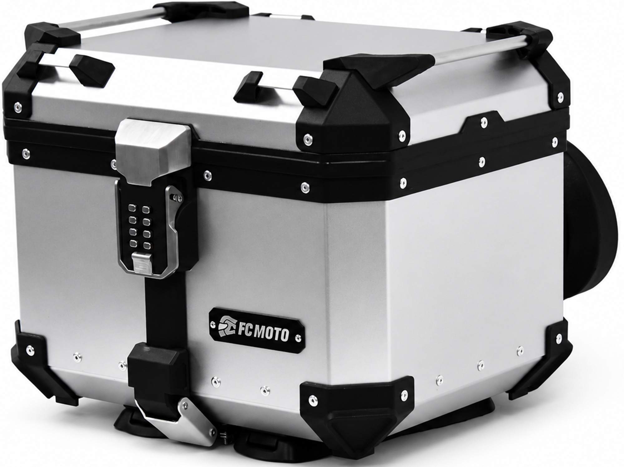 FC-Moto Terreno X PRO Nyckellös Alu Topcase med justerbart ryggstöd Silver 45 Ltr. Figur 1