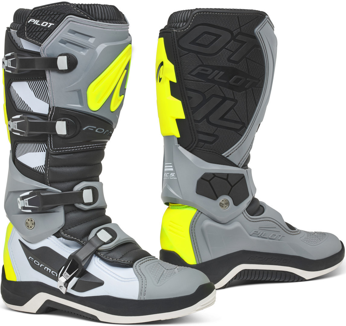 Forma Pilot Motocross Cizme gri/galben 42 Figura 1