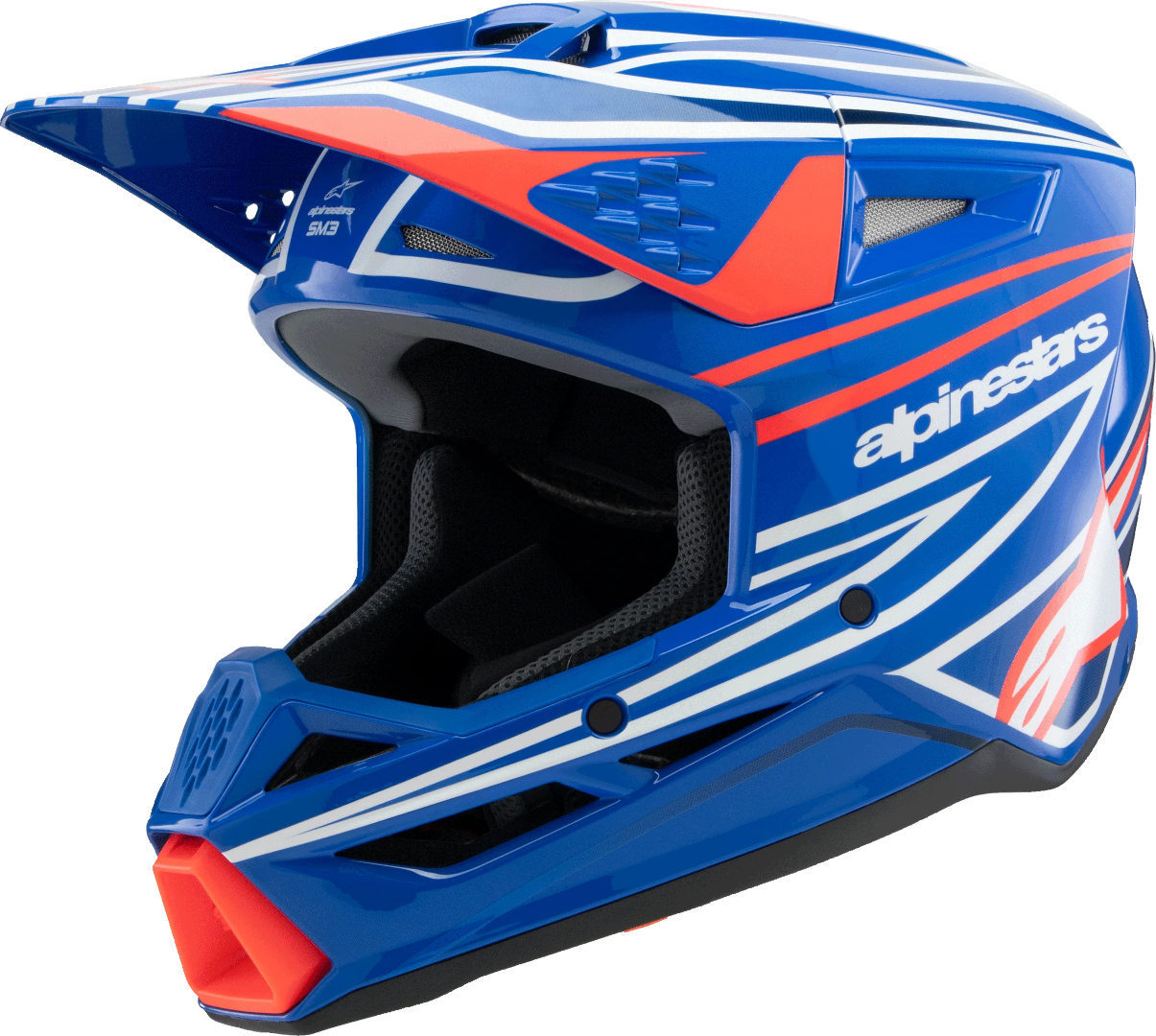Alpinestars SM3 Wurx Cască de motocross pentru tineret Albastru/Roșu/Alb Y/M (50/51) Figura 1