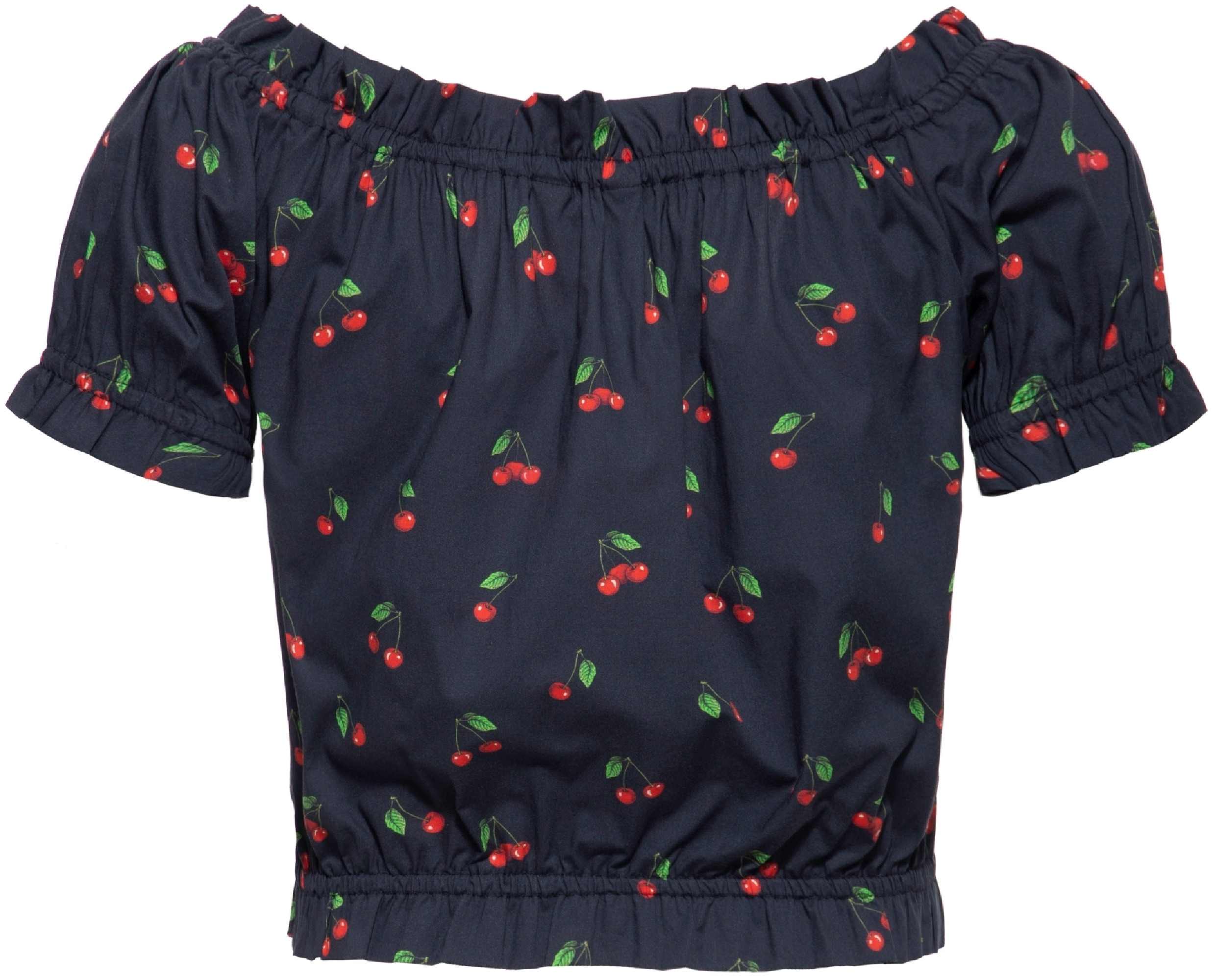 Queen Kerosin Cherry Camicetta da donna nero/rosso M Figura 2