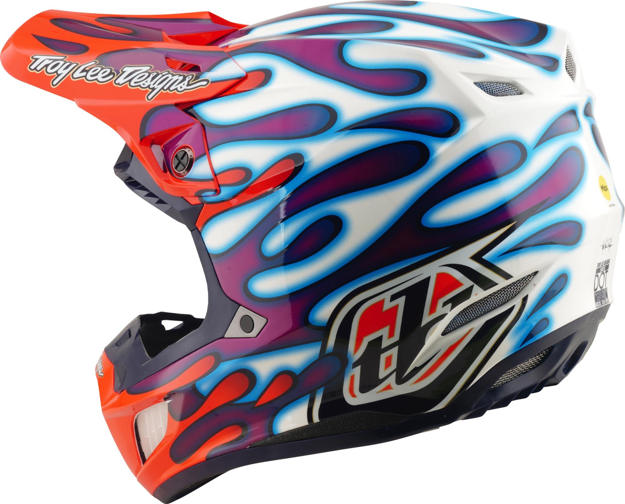 Side view of Troy Lee Designs SE5 Composite MIPS Overspray Motocross Helmet
