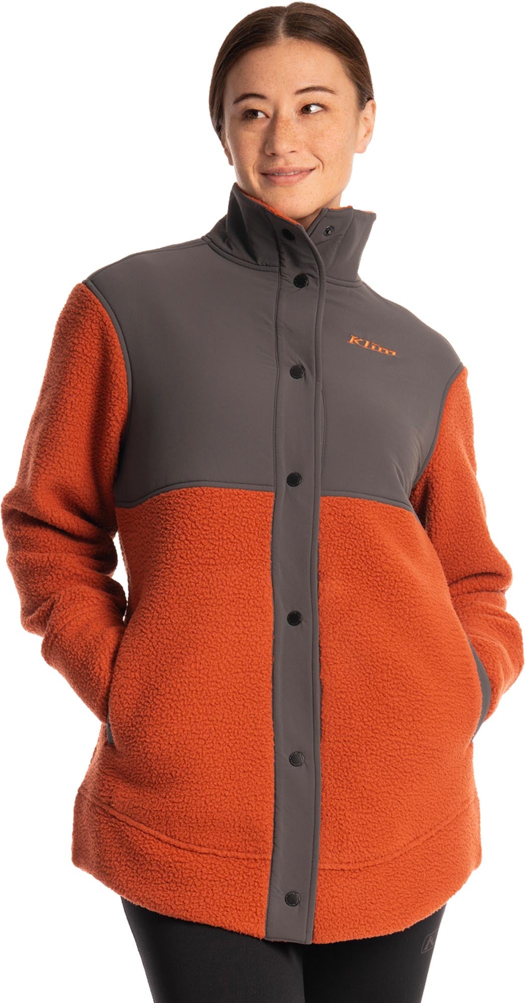 Klim High Pile Mountain Dames Fleece Jas oranje/grijs L Figuur 1