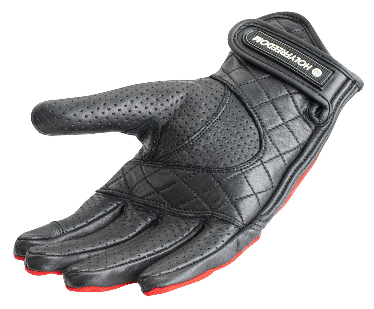 HolyFreedom Tools perforerede motorcykelhandsker sort/rød/hvid M Figur 2