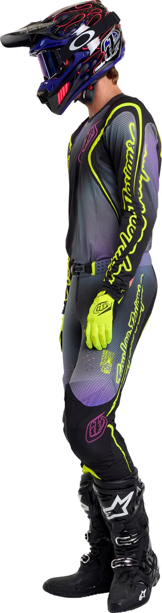 Troy Lee Designs SE Pro Wander Motokrosa krekls melns/violets/neona dzeltens S 14. attēls