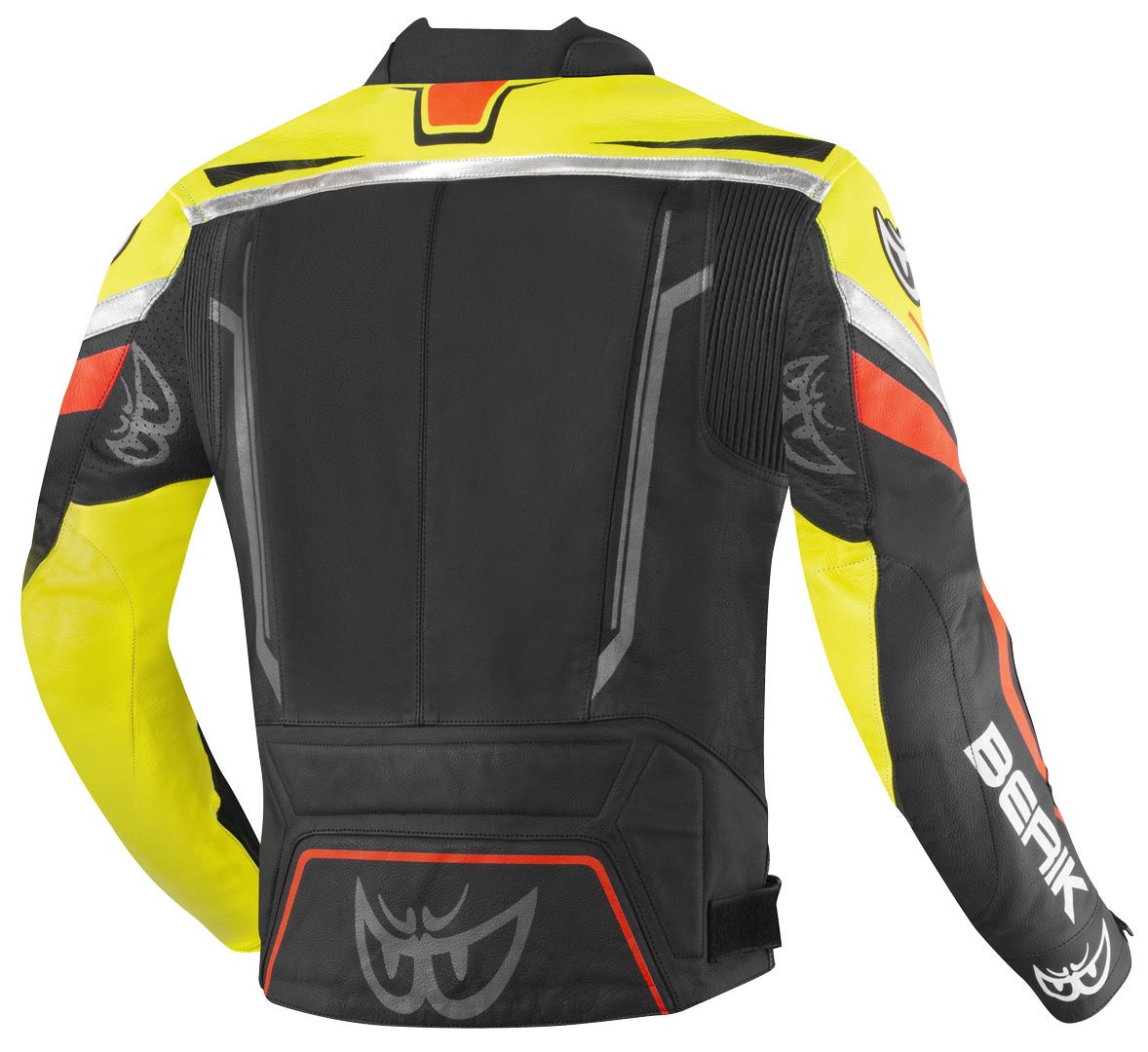 Berik Absolute Race Blouson de moto en cuir Noir/Jaune-néon/Rouge/Blanc 60 Figure 4