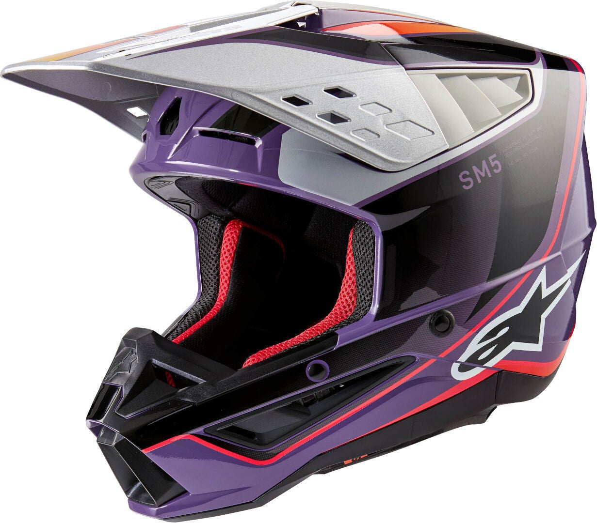 Alpinestars S-M5 Sail 2024 Мотокрос каска Черно/лилаво/сребърно М (57/58) Фигура 1