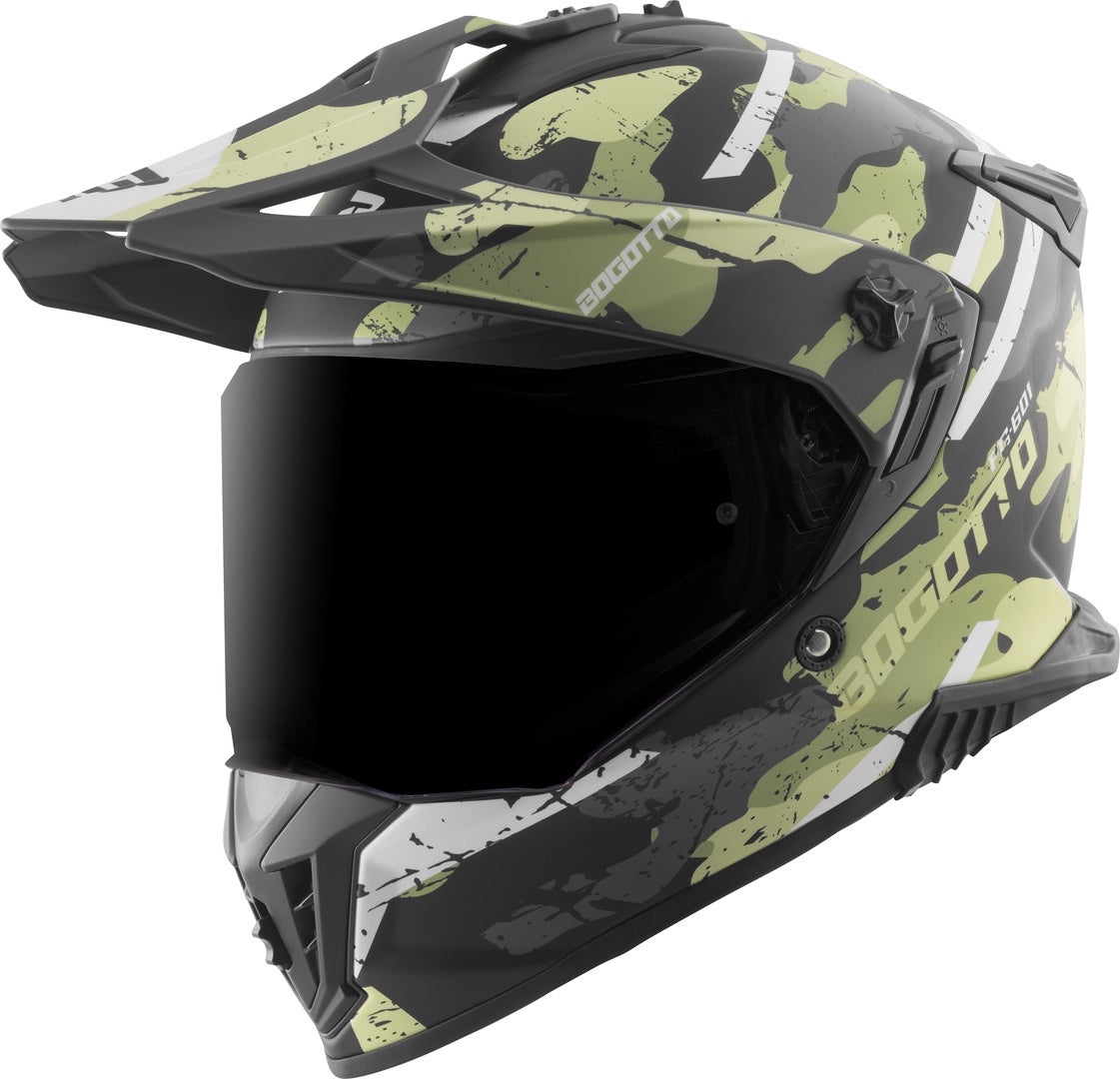 Bogotto FG-601 Sniper Enduro hjelm i glasfiber sort mat/grå/grøn XL Figur 1